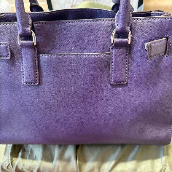 Michael Kors Saffiano Leather Satchel – Deep Purple – Silver Hardware - Picture 11 of 16